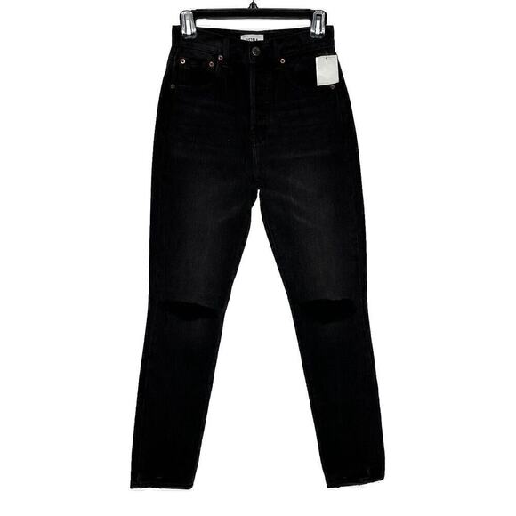 NWT Pistola Keaton Button Fly High-Waisted Slim Straight Jeans Women's Black 24 - Picture 5 of 9